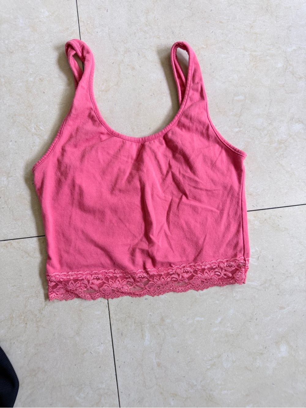 Ambiance Pink Lace-Hem Cropped Camisole